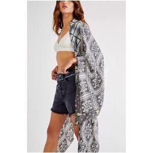Free People‎ American Pie Kimono Patchwork Duster Women's One Size Hippie Boho